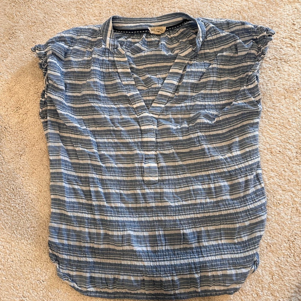 Pilcro Blue and White Striped Button Down Shirt
